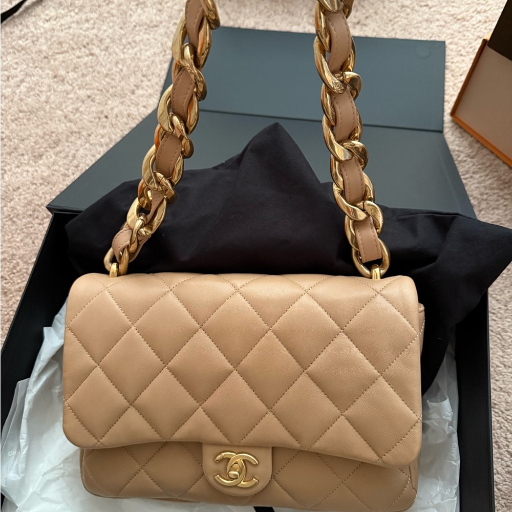 Chanel Tan Quilted Leather Shoulder Bag